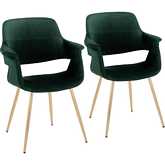 Vintage Flair Dining Accent Chair in Gold & Green Velvet